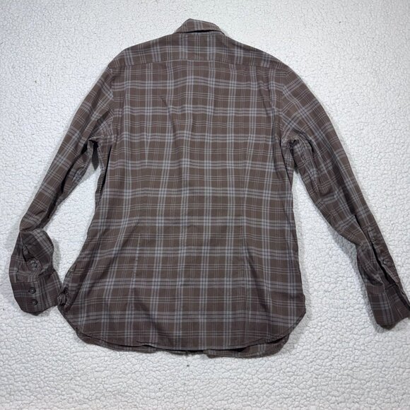 John Varvatos Mens Brown Plaid Long Sleeve Button Down Shirt sz M Preppy - Picture 3 of 5